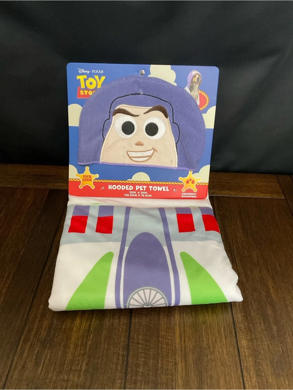 Toy Story Buzz Lightyear Hooded Pet Towel & Plush Dog Toy - Purple/White/Green